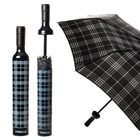 Vinrella Bottle Umbrella- Black Plaid
